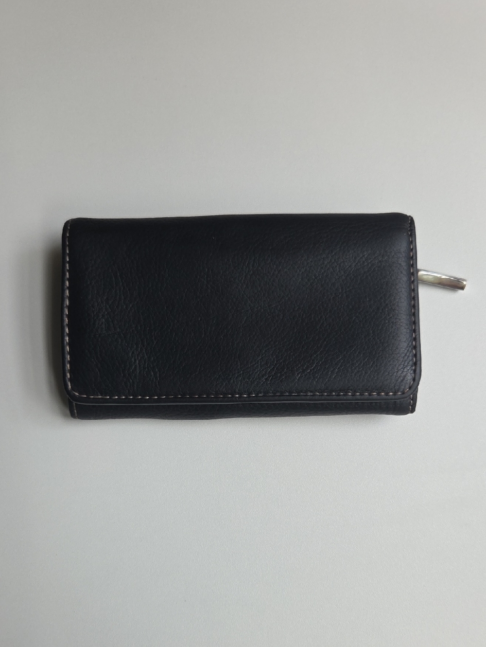 🛍90s Era Genuine Black Leather Trifold Zipper Wallet
